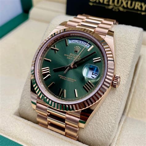 rolex day date rose gold green dial replica|rolex day date 228235.